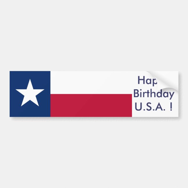Adesivo Para Carro Sticker Flag do Texas, Feliz aniversário dos EUA! (Frente)