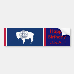 Adesivo Para Carro Sticker Flag do Wyoming, Feliz Aniversário dos EUA