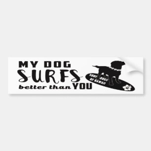 Adesivo Para Carro Surf Dogs Hawaii Bumper Sticker