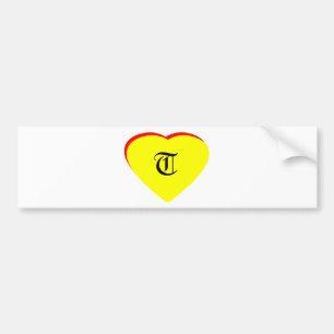 Adesivo Para Carro "T" Casamento Vermelho Amarelo do Coração Convite
