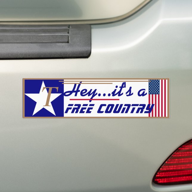Adesivo Para Carro T is for Trump Hey It's a free country (No carro)