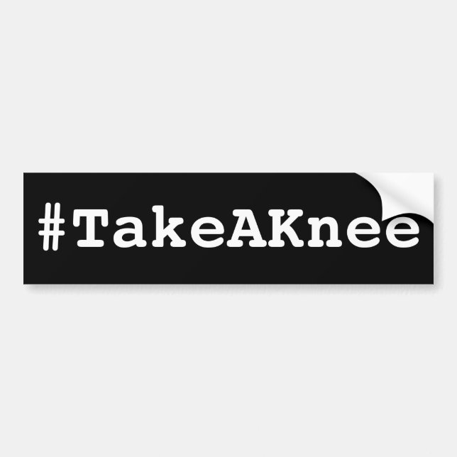 Adesivo Para Carro #TakeAKnee, texto branco em negrito em preto (Frente)