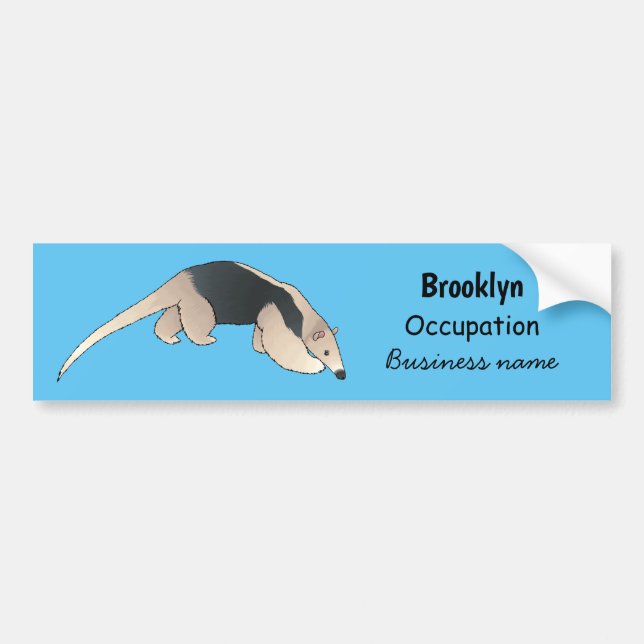 Adesivo Para Carro Tamandua ilustração de desenho animado (Frente)