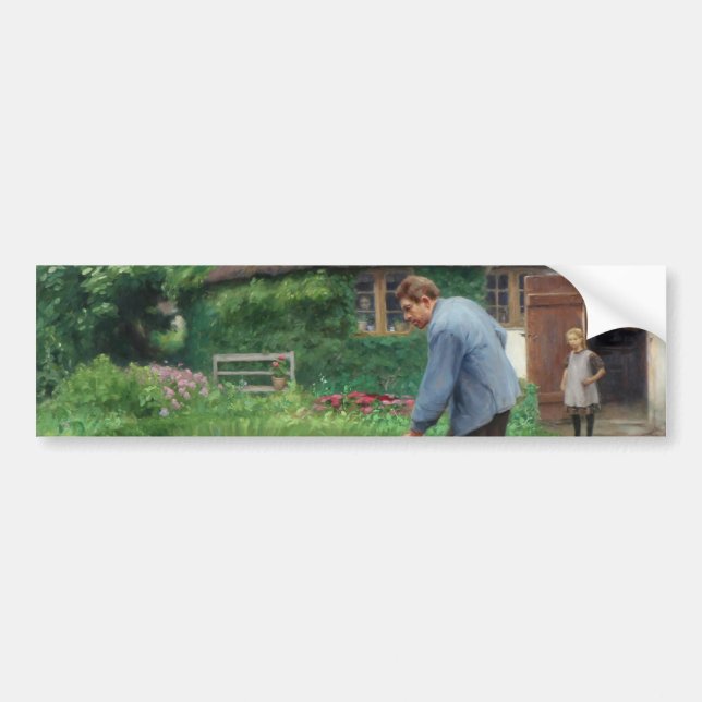 Adesivo Para Carro Tarde do trabalho no jardim (por H.A. Brendekilde) (Frente)