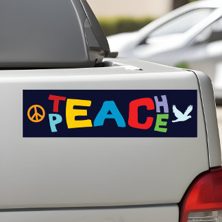 Adesivo Para Carro Teach Peace Bumper Sticker - Compartilhar Positivi