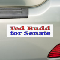 Ted Budd para o Senado com texto azul vermelho