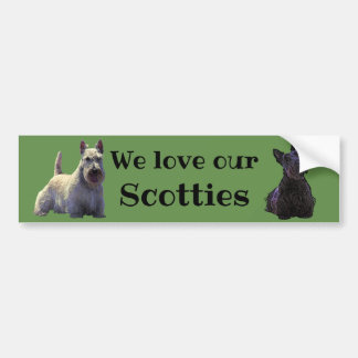 Adesivo Para Carro Terrier Escocês, Nós amamos nossos, Scotties/preto