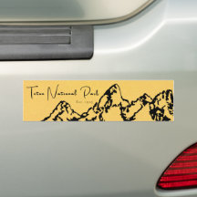 Teton National Park Yellow Bumper Sticker