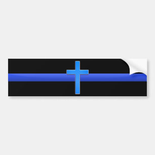 Adesivo Para Carro Thin Blue Line & Cross