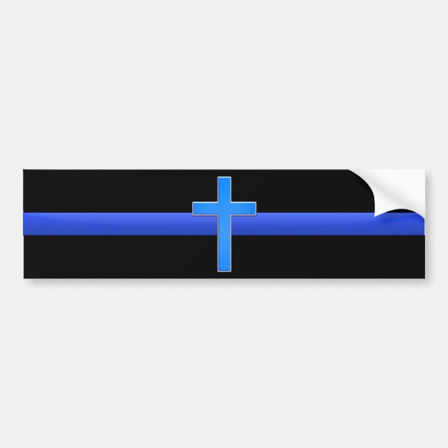 Adesivo Para Carro Thin Blue Line & Cross (Frente)