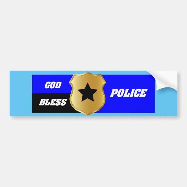 Adesivo Para Carro Thin Blue Line, God Bless Police (Frente)