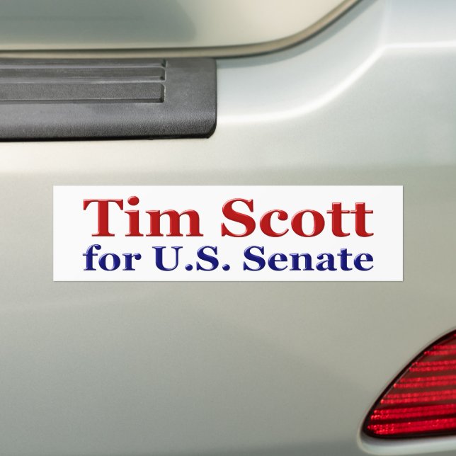 Adesivo Para Carro Tim Scott para o Senado com texto azul vermelho (No carro)