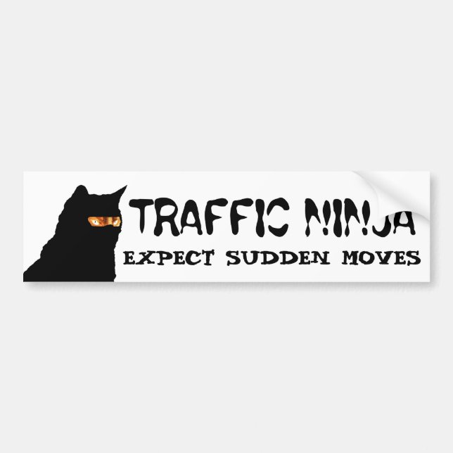 Adesivo Para Carro Traffic Ninja Cat Espera Movimentos Súbitos (Frente)