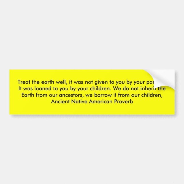 Adesivo Para Carro Trate a terra bem, ele não lhe foi dado b… (Frente)