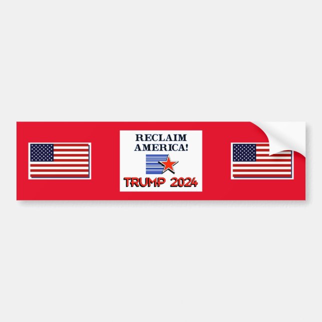 Adesivo Para Carro Trump 2024 Reclaim America Bumper Sticker (Frente)