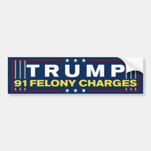 Adesivo Para Carro Trump 91 Acusações de Felony Anti-Trump