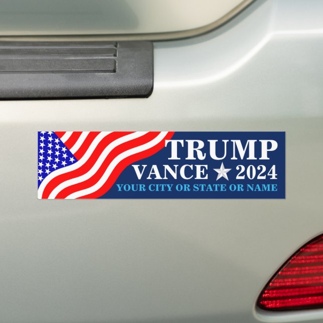 Adesivo Para Carro Trump Vance 2024 American Flag Legal Personalizado (No carro)