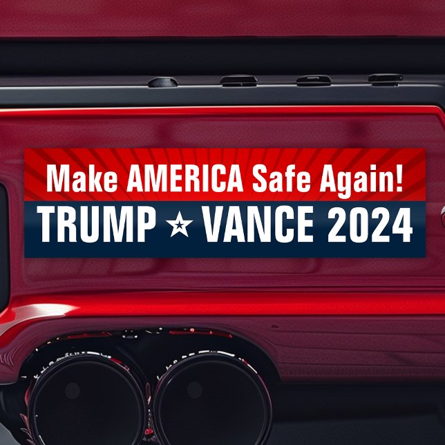 Adesivo Para Carro Trump Vance 2024 Torna a América SEGURA novamente (trump vance bumper sticker make america safe again)