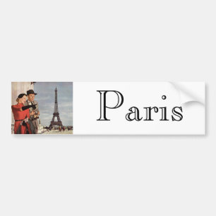 Adesivo Para Carro Turistas do vintage que viajam na torre Eiffel de
