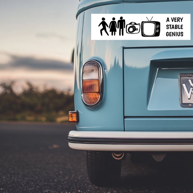 ADESIVO PARA CARRO TV STABLE GENIUS (Person Woman Man Camera TV STABLE GENIUS Trump Bumper Sticker
)