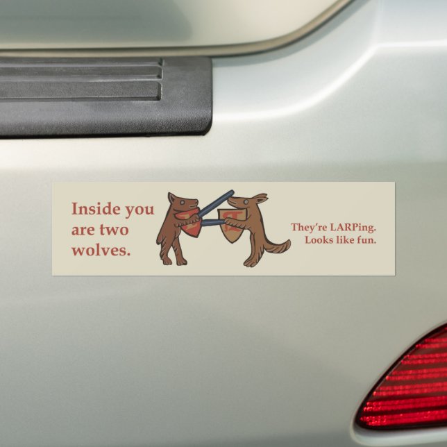 Adesivo Para Carro Two Medieval Wolves Bumper Sticker (No carro)