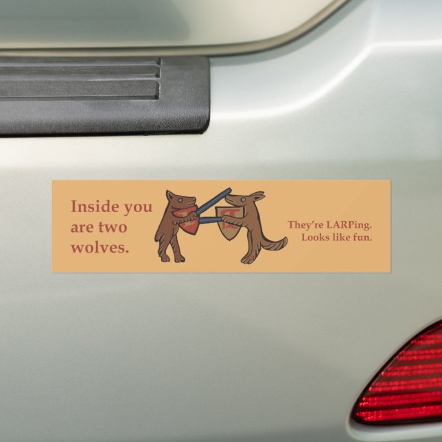 Adesivo Para Carro Two Medieval Wolves Bumper Sticker (No carro)