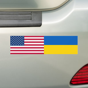 Adesivo Para Carro Ucrânia Solidariedade EUA Bandeira Americana