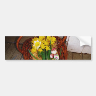Adesivo Para Carro Uma cesta de Daffodils amarelos e do ovo da pásco