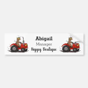 Adesivo Para Carro Uma vaca feliz e bonita dirigindo um desenho de tr