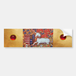 ADESIVO PARA CARRO UNICORN, FANTASY FLORAL MOTIFS, RED RUBY GEMSTONES
