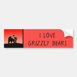 Adesivo Para Carro Urso Grizzly no Sunset - Arte original sobre a vid