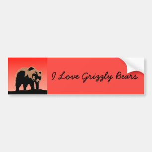 Adesivo Para Carro Urso Grizzly no Sunset - Arte original sobre a vid