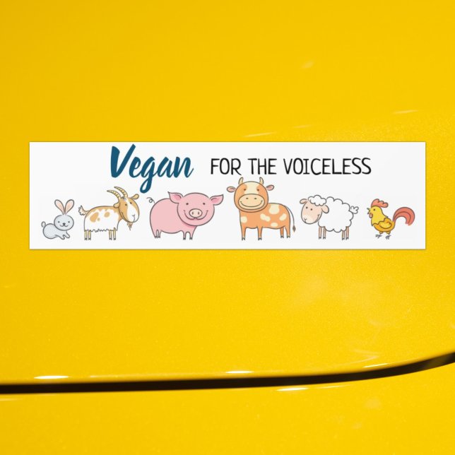 Adesivo Para Carro Vegan para o branco sem voz com seis animais (Criador carregado)