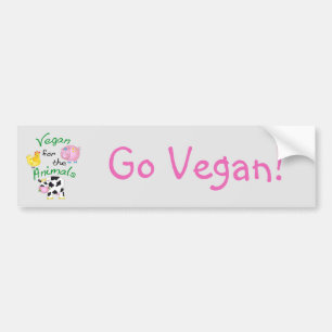Adesivo Para Carro Vegan para os animais com porco bonito, vaca,