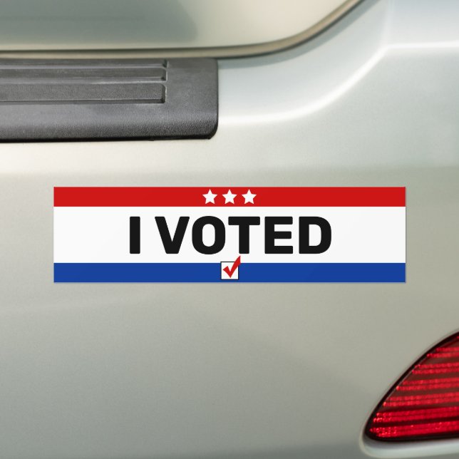 Adesivo Para Carro Vermelho Branco e Azul Simples "I VOTED" (No carro)