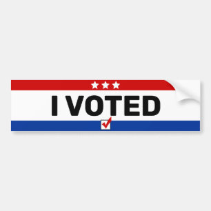 Adesivo Para Carro Vermelho Branco e Azul Simples "I VOTED"