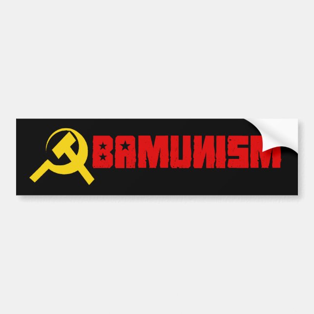 Adesivo Para Carro Vermelho de Bumpersticker - de Obamunism (Frente)
