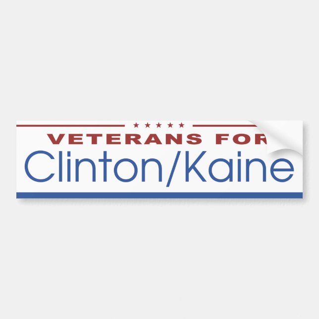 Adesivo Para Carro Veteranos para Clinton/Kaine 2016 (Frente)