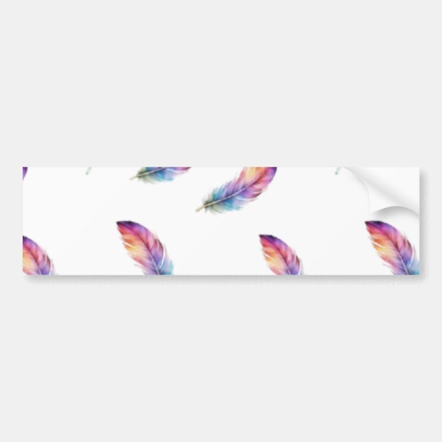 Adesivo Para Carro Vibrant Watercolor Feather All-Over Print (Frente)