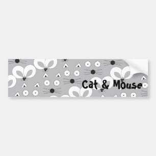 Adesivo Para Carro Vinheta de Bumper de Gato e Rato B&W