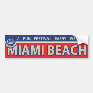 Adesivo Para Carro Vintage Miami Beach Bumper Sticker 1960