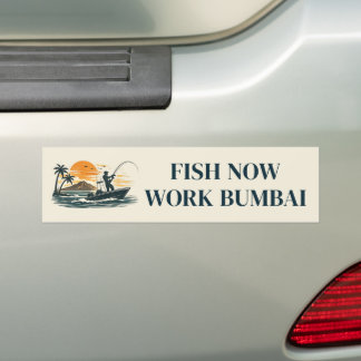 Adesivo Para Carro Vintage Retro Bege Peixe Agora Trabalhe Bumbai