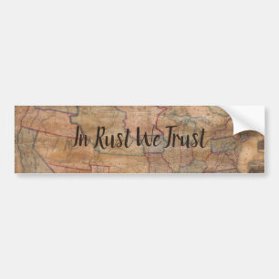 Adesivo Para Carro Vintage USA Map In Rust We Trust