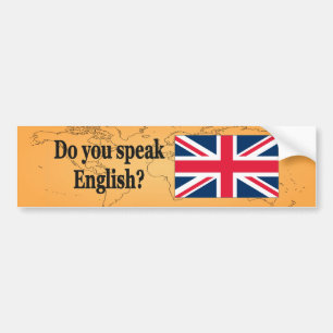 Adesivo Para Carro Você fala o inglês? em inglês. FB da bandeira