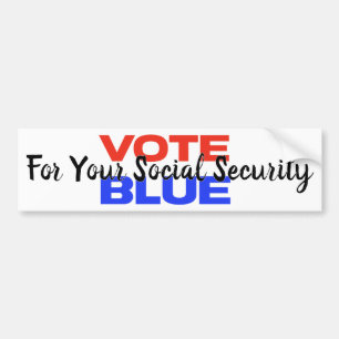 Adesivo Para Carro Vote Azul Segurança Social EUA Político 