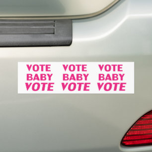 Adesivo Para Carro Vote Baby Vote rosa-quente e branco