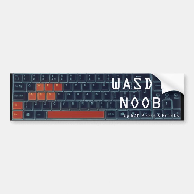 Adesivo Para Carro "WASD autocolante no vidro traseiro de U NOOB" (Frente)