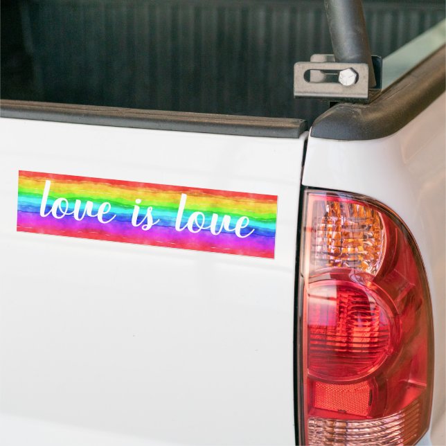 Adesivo Para Carro Watercolor Rainbow Love é Love Pride (No caminhão)