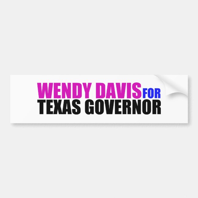 Adesivo Para Carro Wendy Davis para o governador de Texas (Frente)