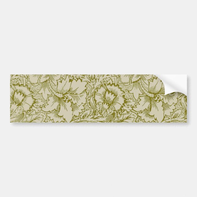 Adesivo Para Carro William Morris Poppy Classic Floral Green (Frente)